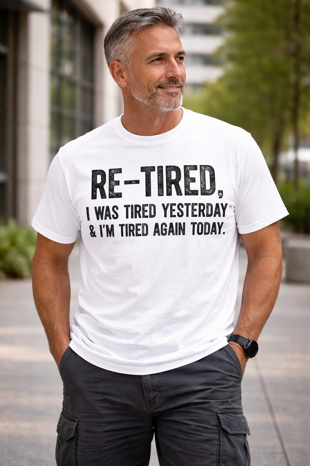 Re-Tired Funny T-Shirt | I Was Tired Yesterday & I’m Tired Again Today Shirt