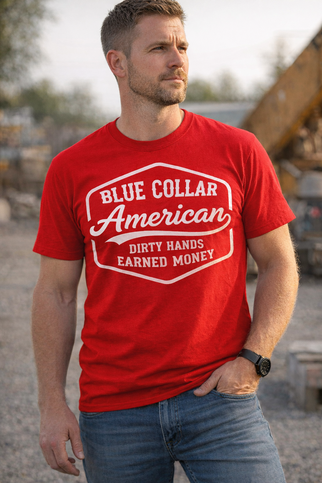 Blue Collar American T-Shirt – Dirty Hands Earned Money Working Class Shirt