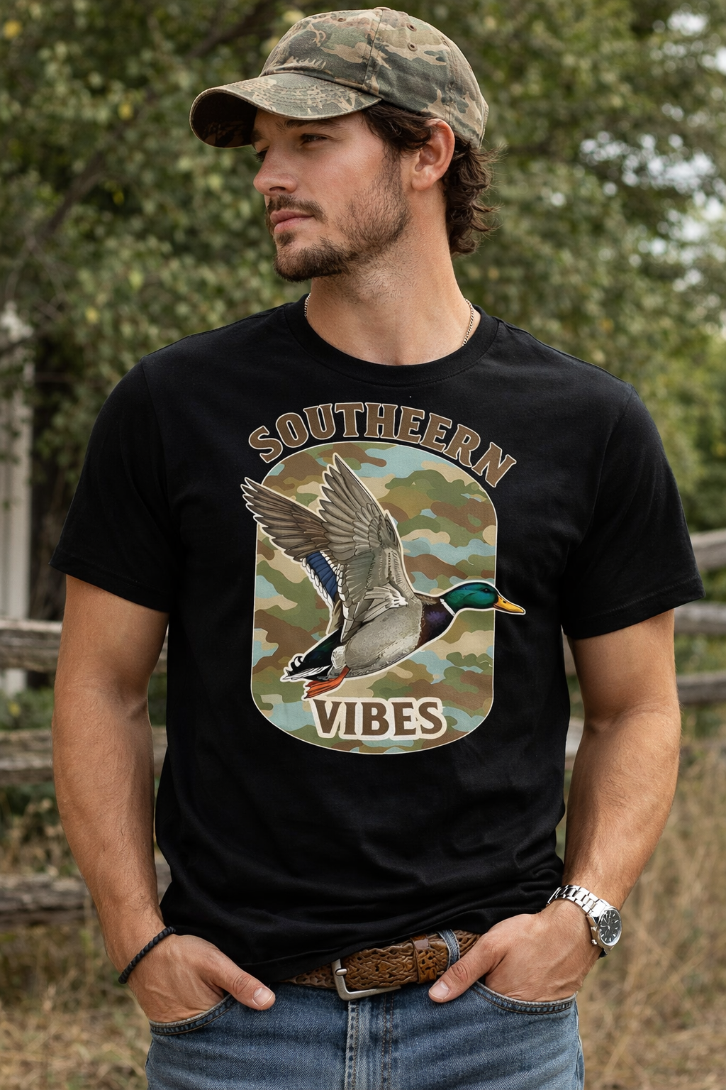 Southern Vibes Mallard Camo Graphic Tee